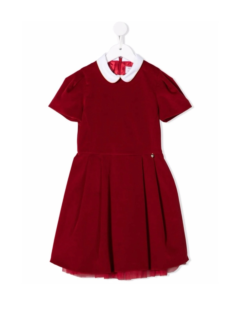 Italian Luxury Simonetta Kids Girls Velvet Layered Party Dress, Red, 10Y